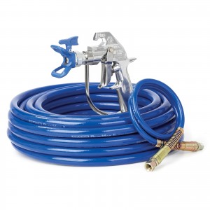 Graco Contractor Airless Spray Gun, RAC X, BlueMax II Airless Hose, 1/4 in x 50 ft, 3 ft Whip Hose-288489